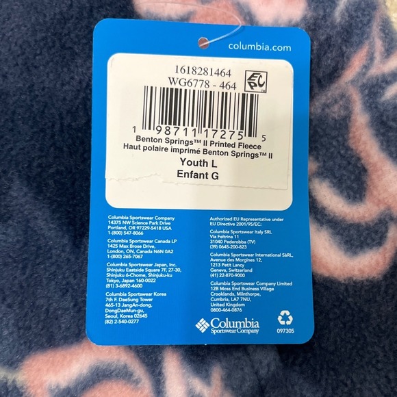 Columbia Girls Benton Springs II Printed Fleece Jacket Navy Floral Large - Picture 2 of 4